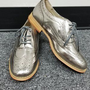 Women's Metallic Oxford Lace Up Shoes Size7